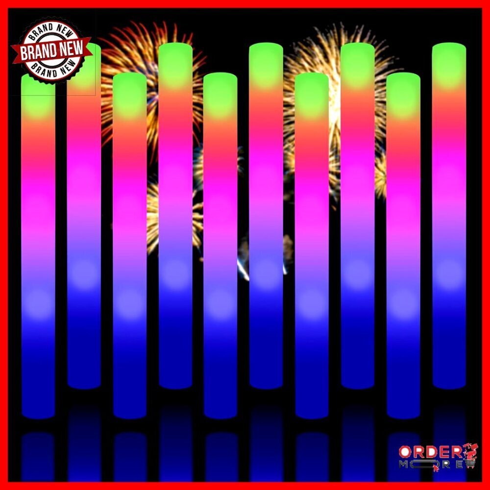 45-Piece LED Foam Glow Sticks Party Pack with 3 Flashing Modes